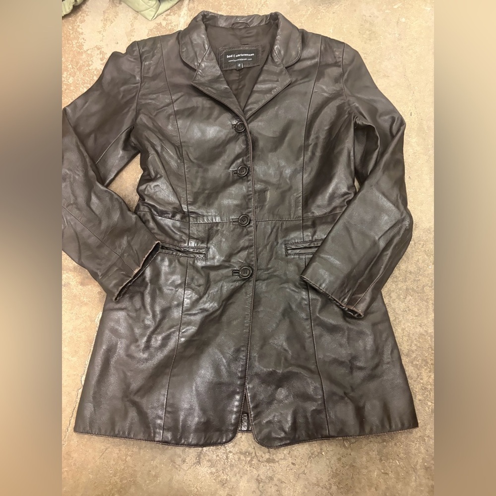 Bod & christensen genuine leather dark Women's Brown Leather Jacket‎